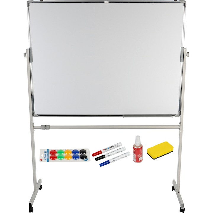 Reducere  RESIGILAT: Tabla magnetica rotativa A+, 90 x 120 cm si accesorii, markere, burete, spray, magneti