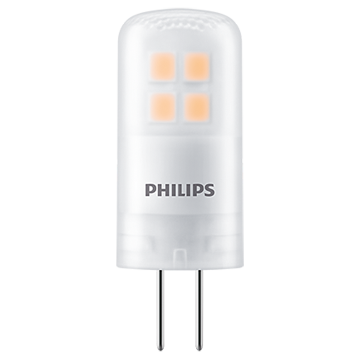 Reducere  RESIGILAT: Bec LED capsula Philips G4, 1.8W (20W), 12V, 205 lm, lumina alba calda (2700K), clasa energetica F