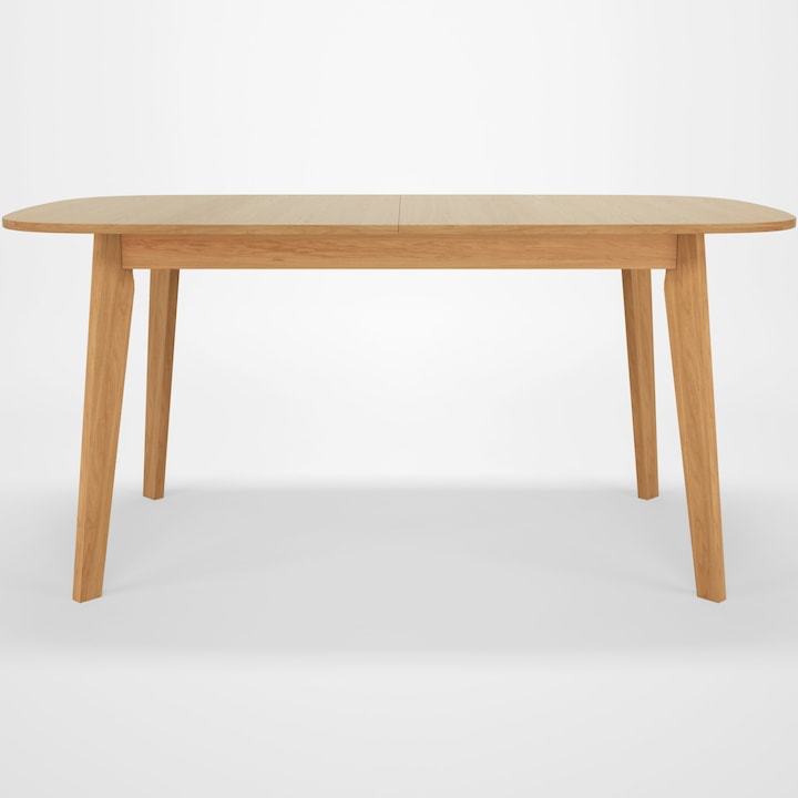 Reducere  RESIGILAT: Masa dining NAISS extensibila, picioare lemn masiv de stejar, blat cu furnir natural de stejar, dimensiuni 160/200x90x75 cm