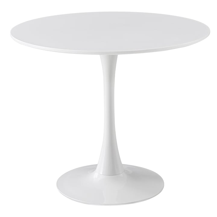 Reducere  RESIGILAT: Masa dining/bucatarie Kring Swan, rotunda, cu piedestal, blat MDF / baza metal, 60×73 cm, Alb