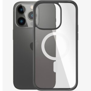 Reducere  RESIGILAT: Husa de protectie PanzerGlass MagSafe pentru Apple iPhone 14 Pro, Transparenta/rama Neagra