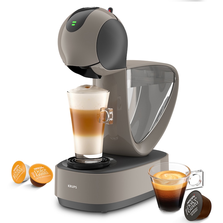 Reducere  RESIGILAT: Espressor cu capsule Krups NESCAFÉ® Dolce Gusto® Infinissima Touch KP270A10, 1600W, 15 bari, capacitate rezervor 1.2L, 35 de retete, ecran LED, Gri