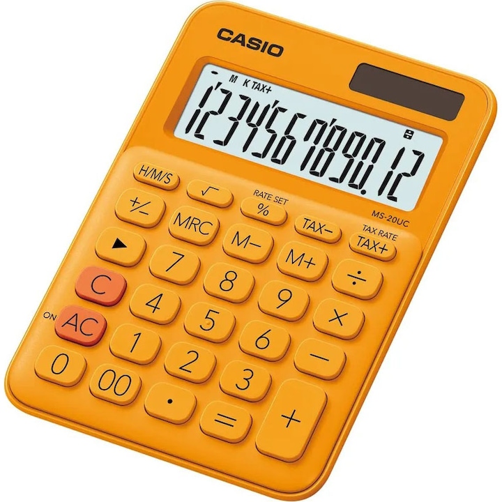 Reducere  RESIGILAT: Calculator de birou 12 digits Casio MS-20UC, portocaliu