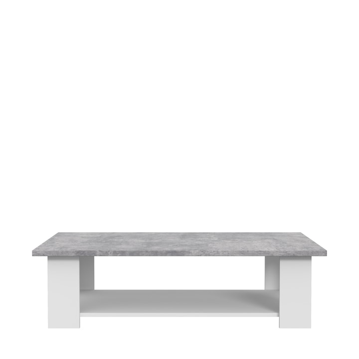 Reducere  RESIGILAT: Masuta cafea Forte Coffee Tables, dimensiuni 110x 60x 31, alb/ beton optic gri deschis