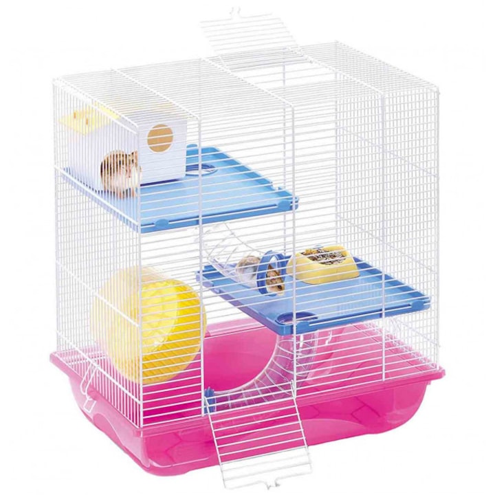 Reducere  RESIGILAT: Cusca pentru hamsteri Criceti 7 Alb/Roz 44x26x53.5 cm