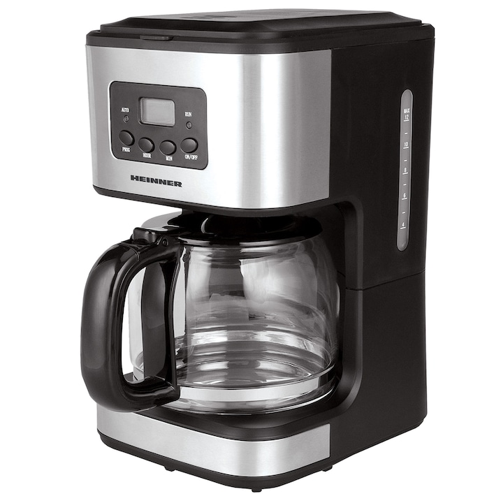 Reducere  RESIGILAT: Cafetiera digitala Heinner HCM-D915, 900W, 1.5L, Timer, LCD, Negru-Inox