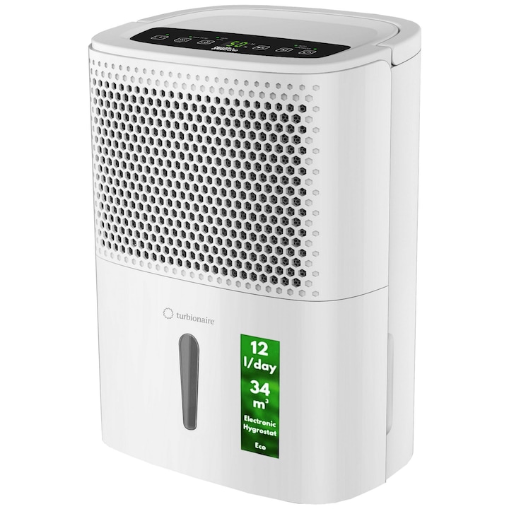 Reducere  RESIGILAT: Dezumidificator de aer Turbionaire Smart 12, 12 L/24h, Panou de control digital, 100mc/h, Higrostat incorporat, Timer, Auto Restart, Filtru lavabil, Silentios