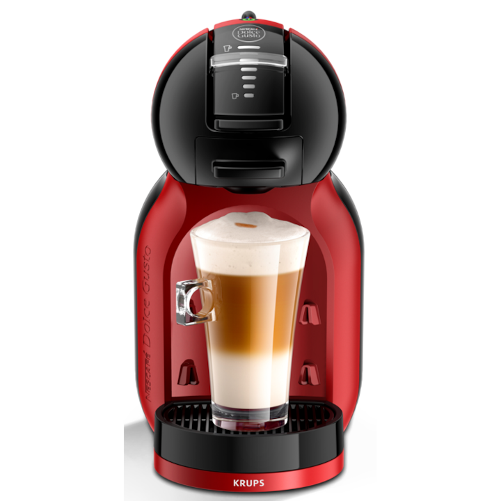 Reducere  RESIGILAT: Espressor cu capsule KRUPS NESCAFÉ® Dolce Gusto® Mini Me KP123H10, 1500 W, capacitate rezervor 0.8 L ,15 bari presiune, Tehnologia Play & Select, functie Eco, rosu & negru