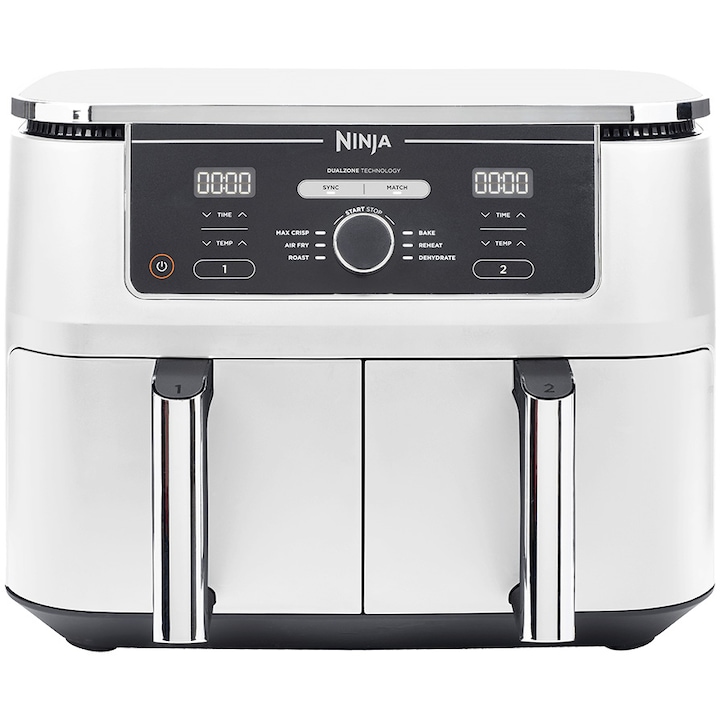 Reducere  RESIGILAT: Friteuza cu aer cald Ninja AF400EUWH, 2470W, 9.5L, 6 programe de gatit, alb