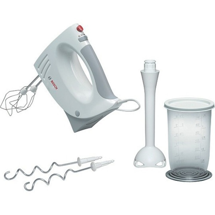 Reducere  RESIGILAT: Mixer de mana Bosch MFQ3540, 450 W, 5 viteze, Alb/Gri