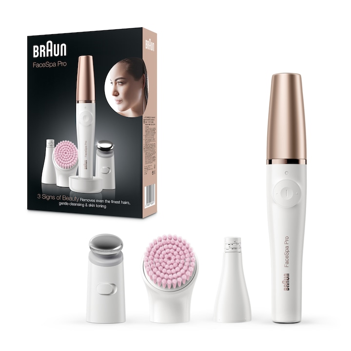 Reducere  RESIGILAT: Epilator, Braun, FaceSpa Pro SE912, Multifunctional, Ingrijirea fetei, 10 microgauri, Perie de curatare, Reincarcabil, 90 de minute, Umed si uscat