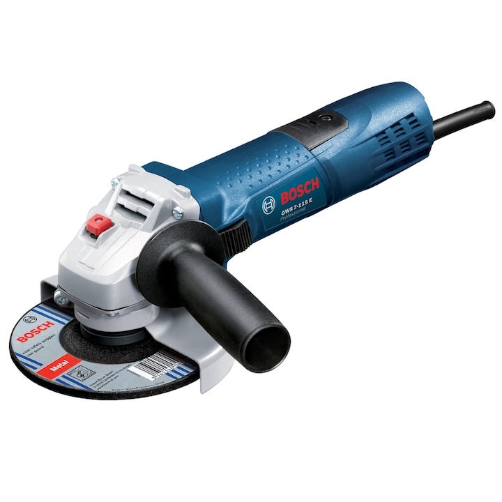 Reducere  RESIGILAT: Polizor unghiular (flex) Bosch Professional GWS 7-115 E, 720 W, 115 mm diametru disc, accesorii incluse