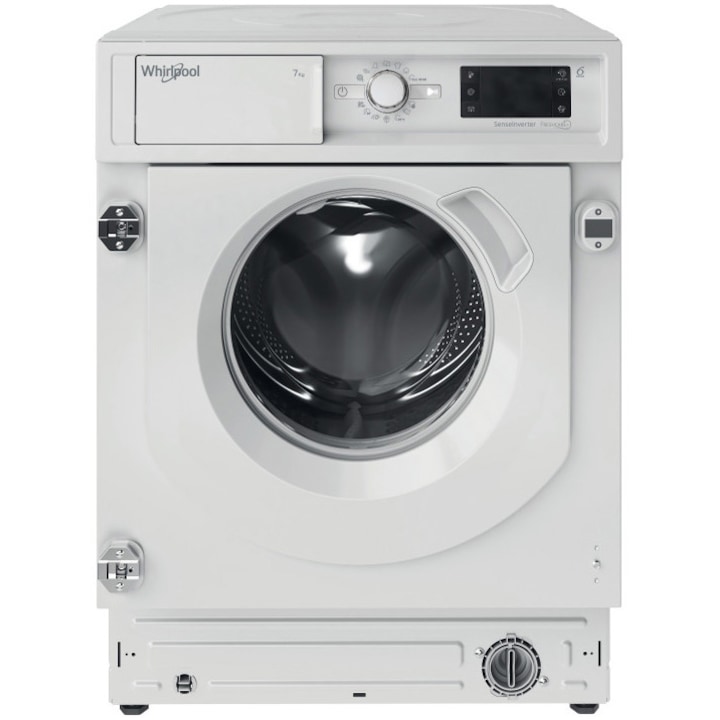 Reducere  RESIGILAT: Masina de spalat rufe frontala incorporabila Whirlpool BIWMWG71483EEUN, 7 kg, 1400 rpm, Clasa D,Tehnologia al 6-lea Simt, Motor Inverter, Display digital, Alb