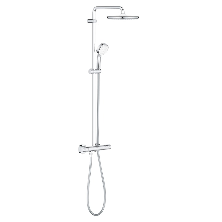 Reducere  RESIGILAT: Sistem de dus Grohe Tempesta Cosmopolitan 250 26670000, 1/2”, aparent, termostat, 250 mm, 1 pulverizare, anti-calcar, Crom