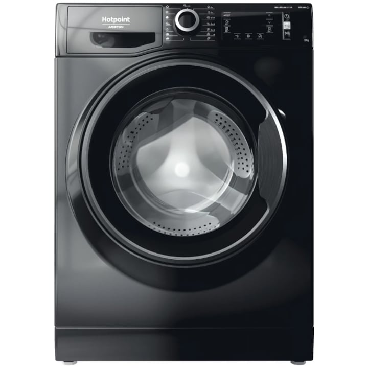 Reducere  RESIGILAT: Masina de spalat rufe Hotpoint Natis NLCD946BSAEUN, 9 kg, 1400 rpm, Clasa A, Motor Inverter, Steam Refresh, Steam Hygiene, Display LCD, Negru