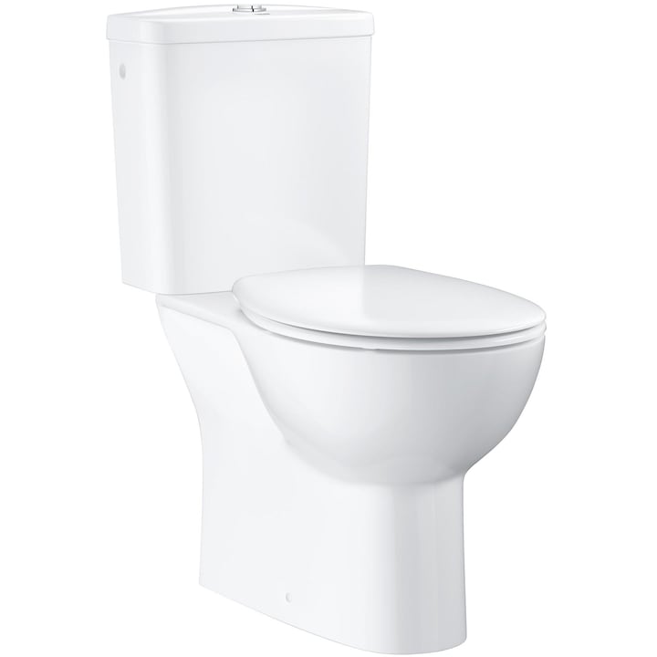 Reducere  RESIGILAT: Set vas WC Grohe Bau Ceramic 39346000, montare pe podea, rimless, alimentare laterala, capac SoftClose, alb