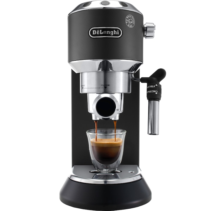 Reducere  RESIGILAT: Espressor manual De’Longhi Dedica EC 685.BK, 1300 W, 15 bari, Negru