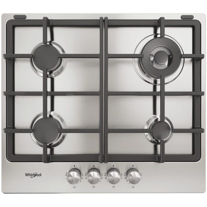 Reducere  RESIGILAT: Plita incorporabila Whirlpool TKRL 661 IX EU, Gaz, 4 zone gatit, Gratar fonta, Aprindere electirca, 60 cm, Inox