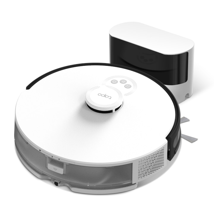 Reducere  RESIGILAT: Robot de aspirare TP-Link Tapo RV30, Aspirator & Mop, Sistem dual de navigatie LiDAR & Gyro, 4200 Pa, Autonomie de pana la 5 ore, 5000 mAh, Recipient praf: 400 ml, Recipient apa 300 ml, Detectarea tipului de suprafata, Alexa sau Google Home, Alb/Negru