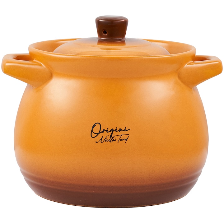 Reducere  RESIGILAT: Oala ceramica cu capac Cooking by Heinner – Origini Chef Nicolai Tand, 14.5 x 16 cm, 3 L