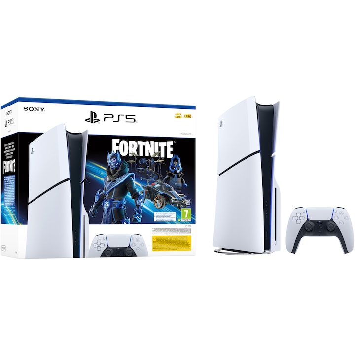 Reducere  RESIGILAT: Consola PlayStation 5 (PS5) Slim, 1TB SSD, D-Chassis, Fortnite Cobalt Star Bundle