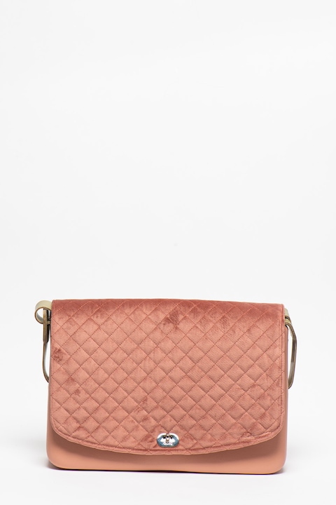 Reducere  RESIGILAT: O bag – Geanta crossbody mica cu insertii catifelate Folder, Roz prafuit