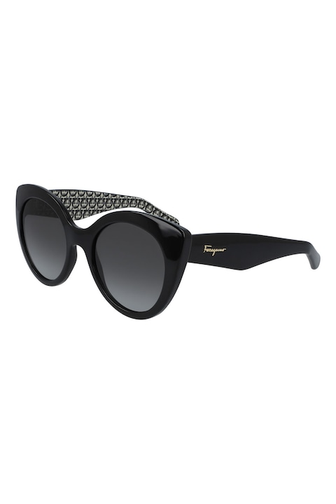 Reducere  RESIGILAT: Salvatore Ferragamo – Ochelari de soare butterfly cu lentile in degrade, Negru, 54-21-140 Standard