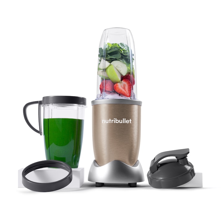 Reducere  RESIGILAT: Blender Nutribullet Pro 0C22300006, 900 W, 1 viteza, cupa inalta 0.9l, cupa inalta 0.7l, 5 accesorii, Bronz