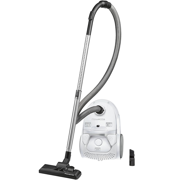 Reducere  RESIGILAT: Aspirator cu sac Rowenta Compact Power RO3927EA, 750W, recipient sac 3L, 2 nivele de filtrare, Alb