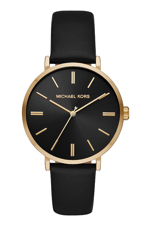 Reducere  RESIGILAT: Michael Kors – Ceas quartz cu o curea de piele, Negru