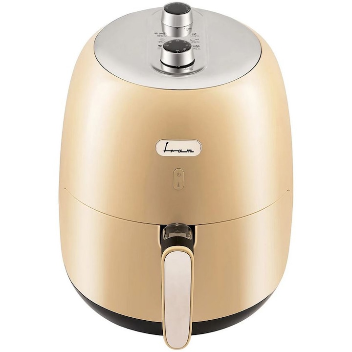 Reducere  RESIGILAT: Friteuza cu aer cald FRAM Airfryer FAF-1500CR, gatire fara ulei, 1500W, capacitate cos 3.2L, vas detasabil anti-adeziv, termostat reglabil 80-200˚C, timer 30 min, crem