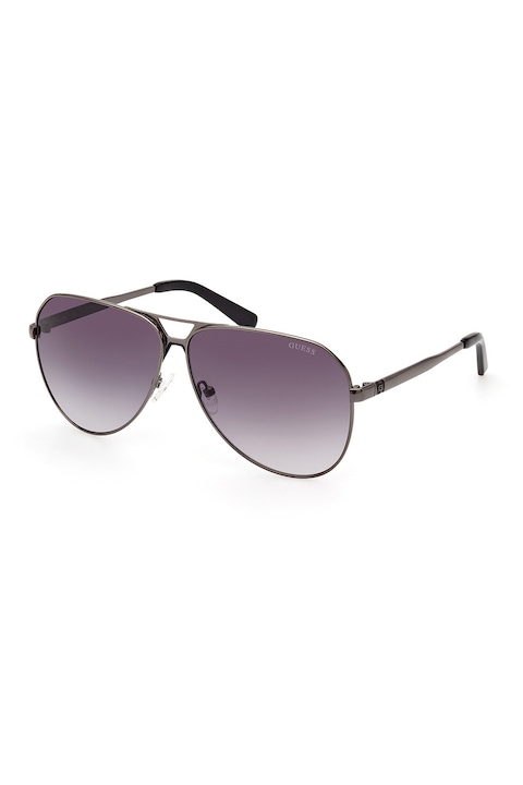 Reducere  RESIGILAT: GUESS – Ochelari de soare aviator cu lentile in degrade, 61-11-140, Negru/Violet prafuit