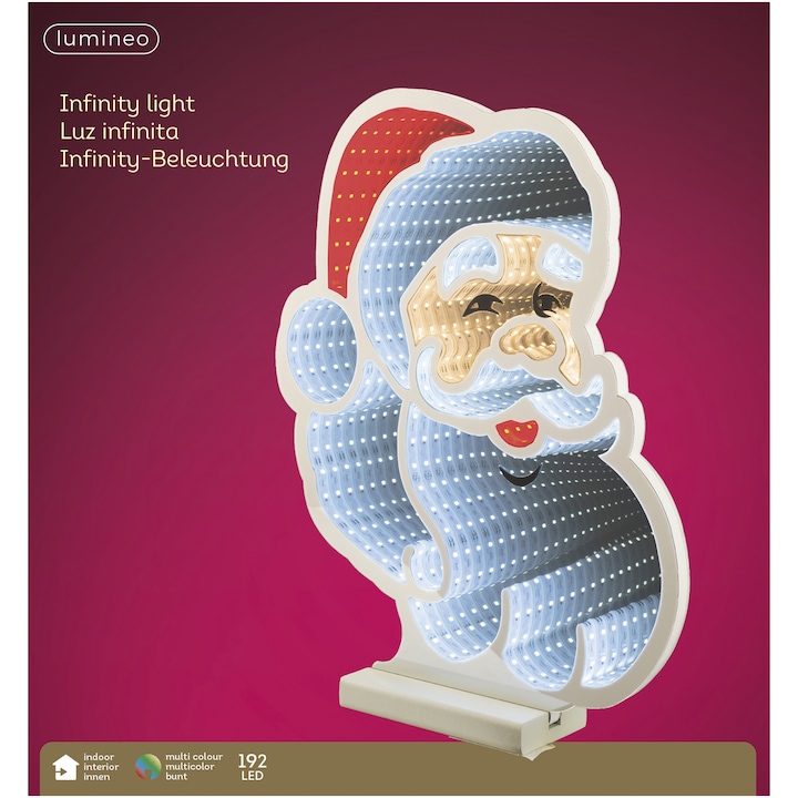 Reducere  RESIGILAT: Decoratiune cu LED Infinity Light Santa Lumineo, 30x28xH30 cm, 192 LED, polietilena