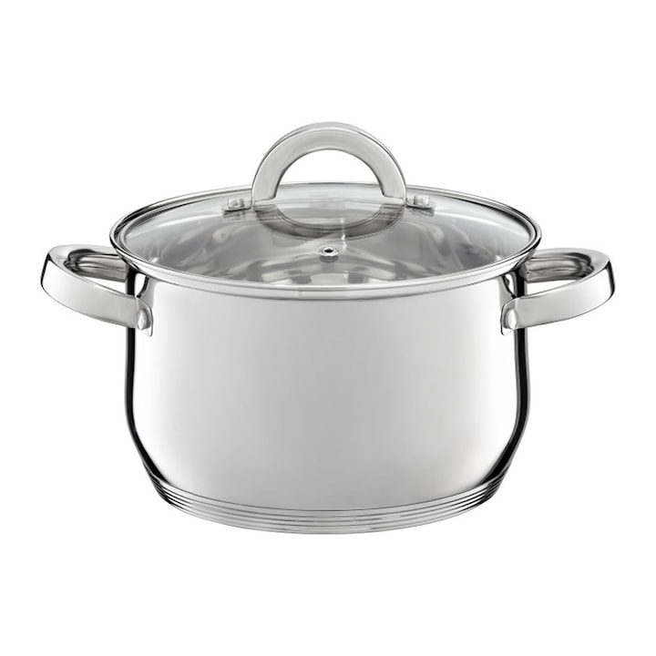 Reducere  RESIGILAT: Oala cu capac sticla Ambition Berry, inox, 20 cm, 3.5 L