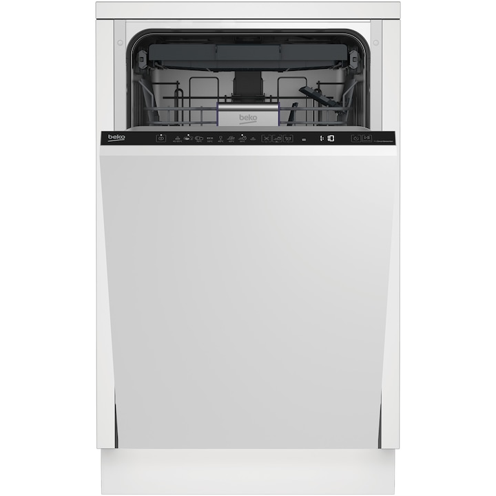 Reducere  RESIGILAT: Masina de spalat vase incorporabila Beko DIS48120, 11 seturi, 8 programe, Clasa E, Motor ProSmart™Inverter, Extra Drying, AquaIntense®, Mini 30’, 45 cm