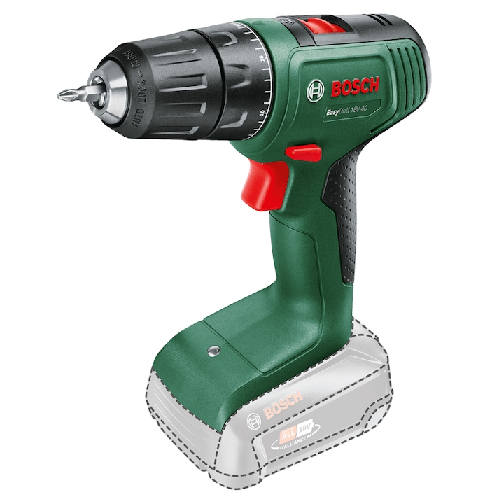 Reducere  RESIGILAT: Masina de gaurit si insurubat (bormasina) pe acumulator Bosch EasyDrill 06039D8000, 18 V, 1630 RPM, 40 Nm, 13 mm mandrina rapida, fara acumulator/incarcator