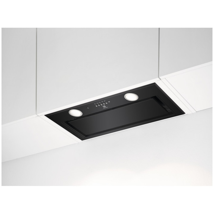 Reducere  RESIGILAT: Hota incorporabila Electrolux LFG716R, Putere de absorbtie 700 mc/h, Conectivitate plita, Iluminare LED, Clasa A, 54 cm, Negru mat