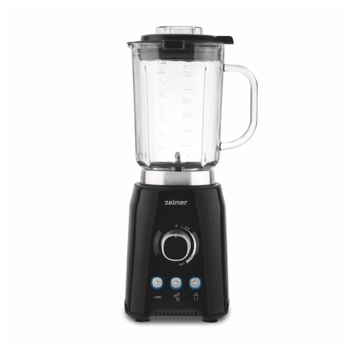 Reducere  RESIGILAT: Blender de masa Zelmer ZSB4799B, 1200W, 1.75 l capacitate, 6 cutite, functie turbo, bol sticla, trepte de control a vitezei, zdrobire gheata, negru