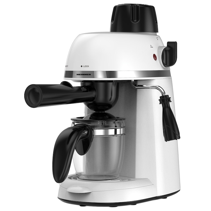 Reducere  RESIGILAT: Espressor manual Heinner Kopy 350WH HEM-350WH, 800W, 3.5 bar, capacitate rezervor 0.24l, optiuni preparare: espresso si cappuccino, Alb