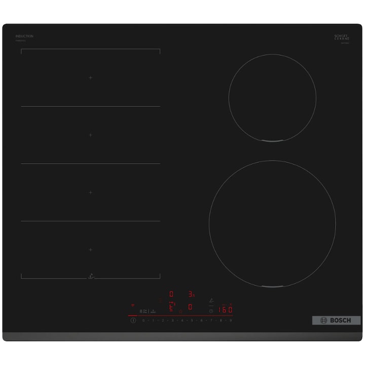 Reducere  RESIGILAT: Plita incorporabila Bosch PIX631HC1E, Inductie, 4 zone de gatit, Flex Zone, Home Connect, Power Boost, 60cm, Negru