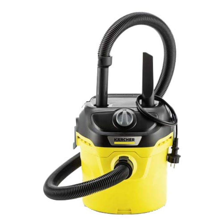 Reducere  RESIGILAT: Aspirator multifunctional Karcher KWD 1 V-12/2/18, 1000W, 12L, accesorii aspirare, functie suflare, negru/galben