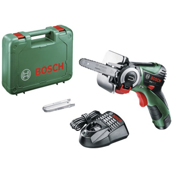 Reducere  RESIGILAT: Fierastrau electric pe accumulator Bosch EasyCut 12, 12 V, 4100 RPM, 65 mm adancime maxima taiere, 1 acumulator 2 Ah, incarcator