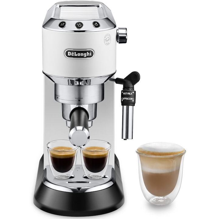 Reducere  RESIGILAT: Espressor manual DeLonghi Dedica Style EC 685 W, 1300 W, 15 bari, 1.1 l, Slim, Alb