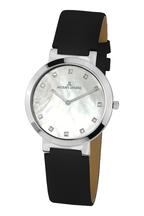 Reducere  RESIGILAT: Jacques Lemans – Ceas quartz cu cadran Mother of Pearl, Negru