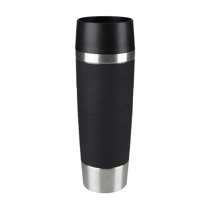 Reducere  RESIGILAT: Termos calatorie Tefal Travel Mug, 0.5 L, capac cu sistem 360°, inox, negru