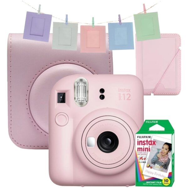 Reducere  RESIGILAT: Aparat foto instant Fujifilm Instax Mini 12 Blossom Pink + Geanta, Album, Rame , Film Mini 1×10