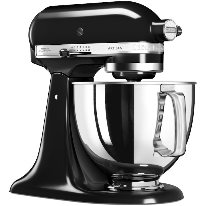 Reducere  RESIGILAT: Mixer cu bol KitchenAid Artisan 5KSM125EOB, 300W, 4.8L, Onyx Black