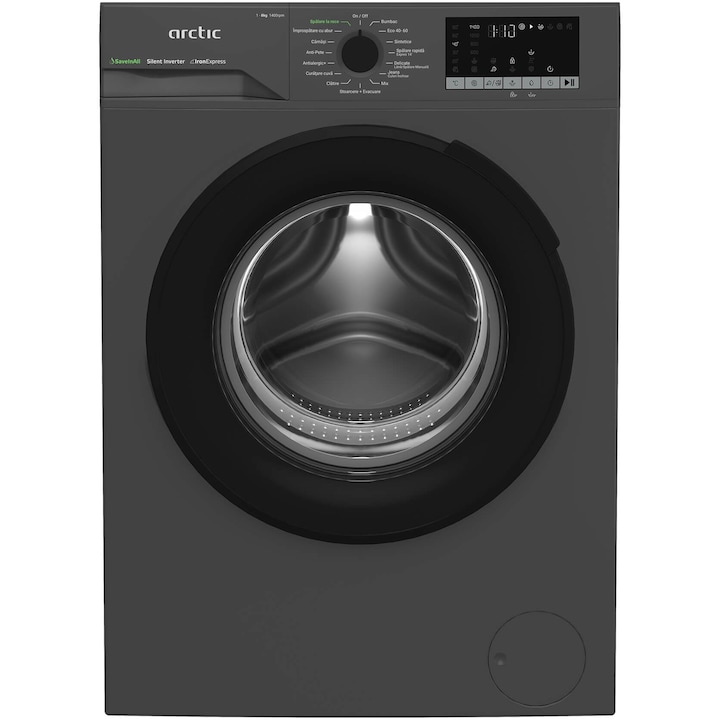 Reducere  RESIGILAT: Masina de spalat rufe Arctic APLM2WFSU28411A, 8 Kg, 1400 RPM, Clasa energetica A, Motor Silent Inverter, ExtraSteam, IronExpress, Recycled Tub, Fast/Intensive, Steam, WaterMode (Water Saving – Extra Rinse), Prewash, Child Lock, Add-In, Anthracite