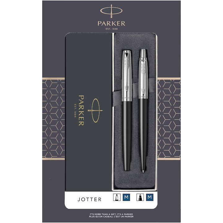 Reducere  RESIGILAT: Set Parker Stilou + Pix Jotter Royal Bond Street Black CT in cutie cadou cu fereastra