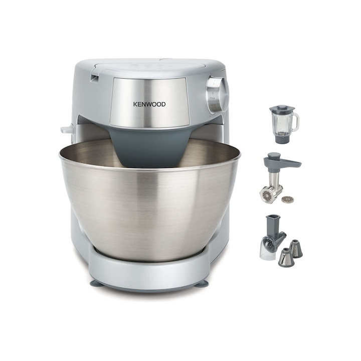 Reducere  RESIGILAT: Robot de bucatarie KENWOOD Prospero+ KHC29A.M0SI, 1000 W, vas 4.3l, blender sticla 1.2l, masina de tocat, feliator cu 3 conuri, 3 accesorii patiserie, 6 trepte viteza, argintiu